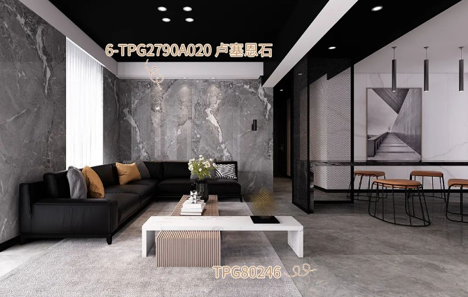 色多多导航入口瓷砖色多多污视频APP装饰的卡拉拉金客厅效果图